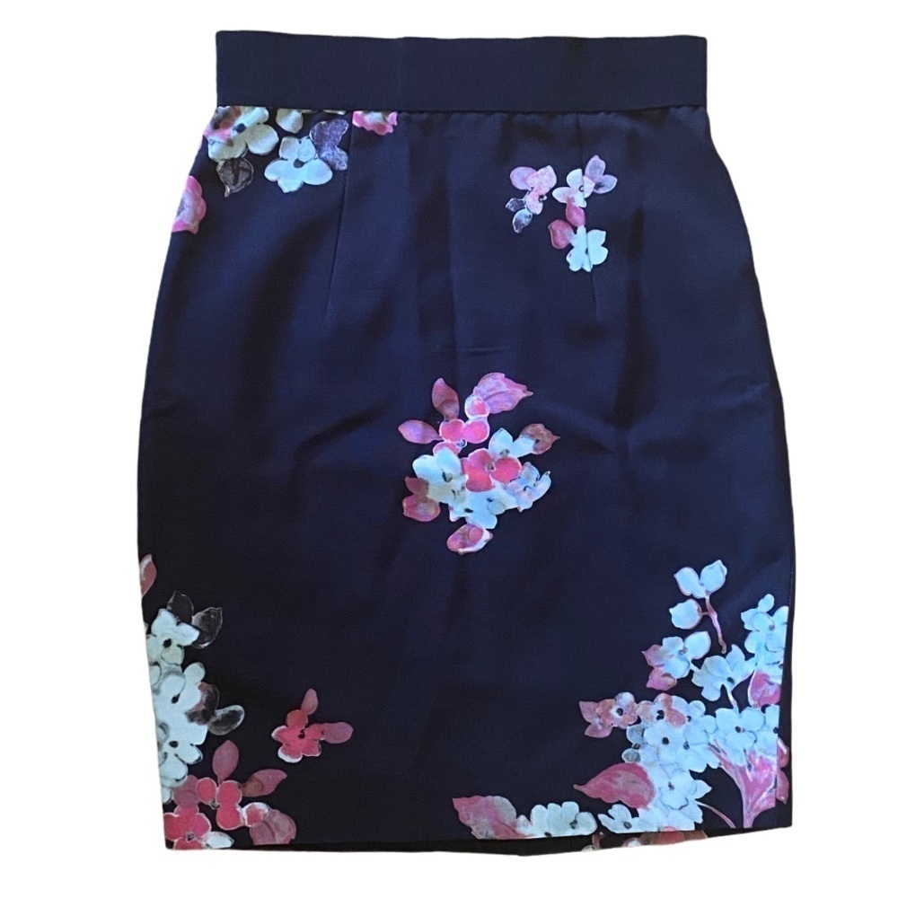Milly Black Pink Floral Pencil Office Skirt